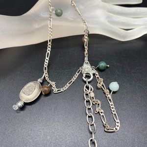 Necklace - Diamond Bead, Agate, Sterling Silver